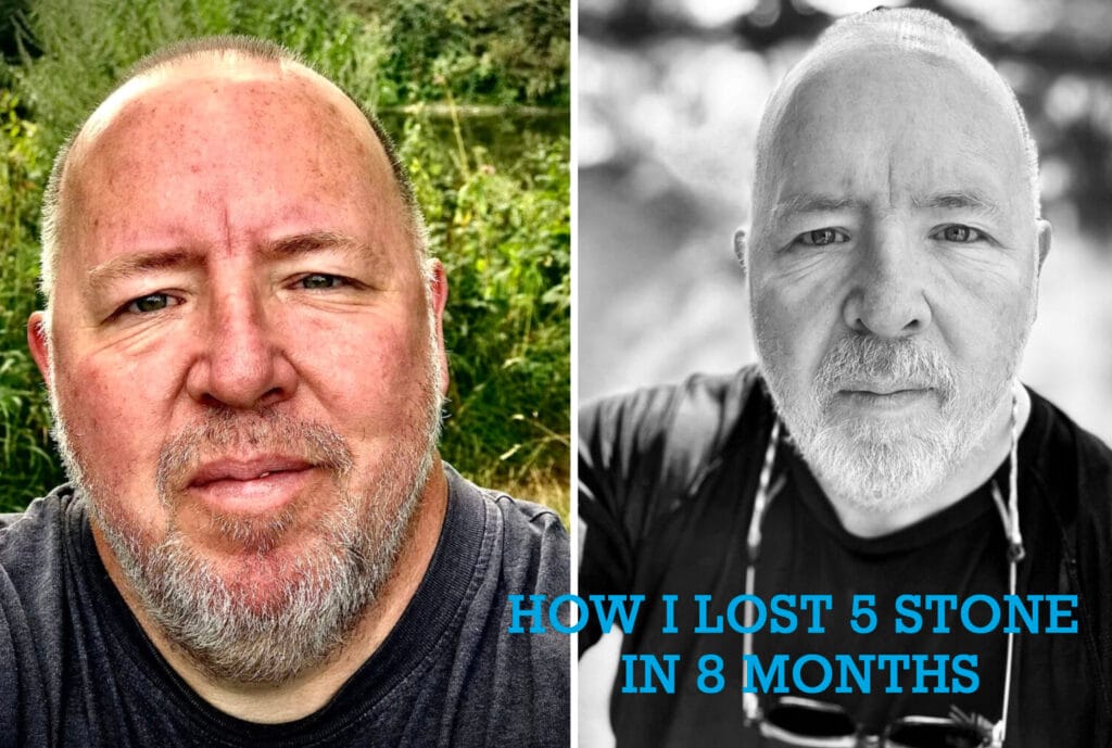 before and after shot of losing 5 stone in 8 months