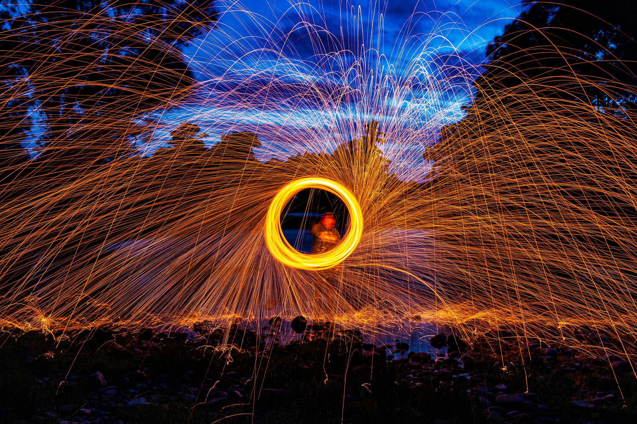 Steel wool long exposure at night by Ian