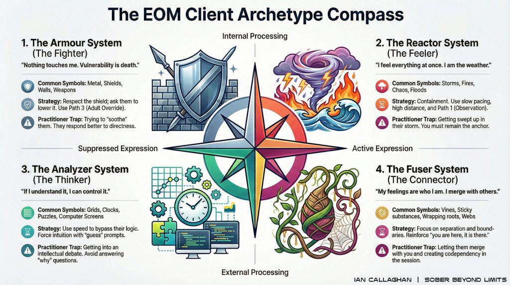 Diagram of the 4 archetypes for the Emotional Archetype Quiz by The Human Architect.