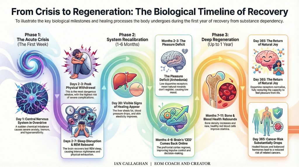 biological timeline of recovery from alcohol diagram