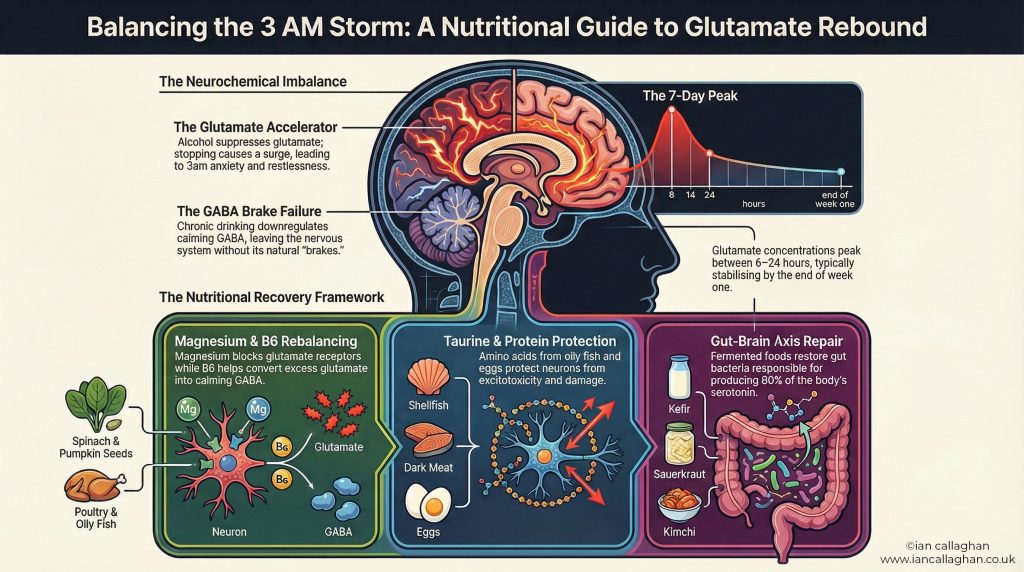 : balancing 3am storm nutritional guide glutamate rebound early sobriety GABA brain mechanism ian callaghan