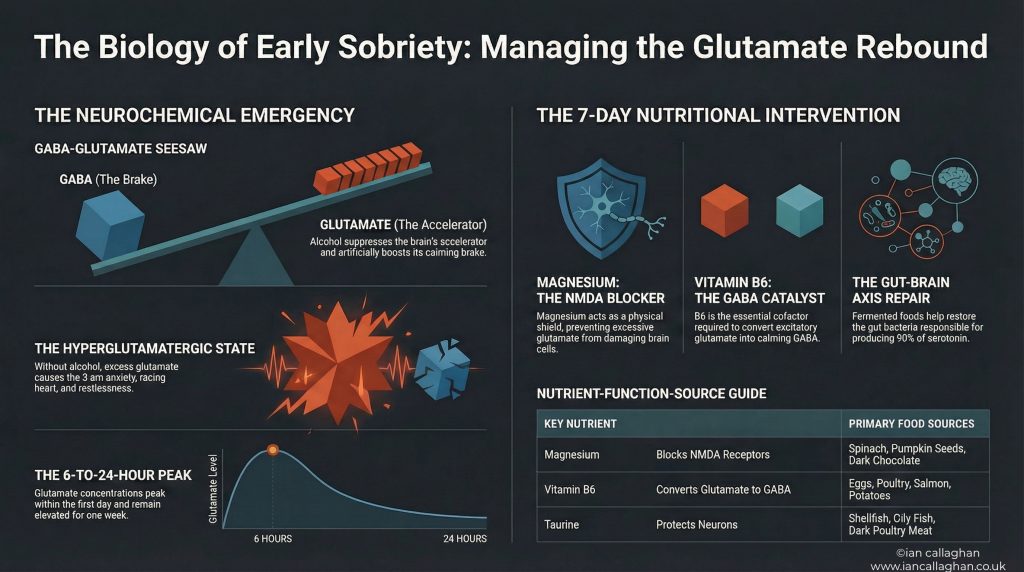 biology of early sobriety managing glutamate rebound nutrient function source guide magnesium B6 taurine ian callaghan