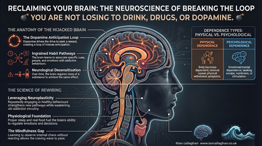 infograph for the Brain Chemistry of Addiction by ian callaghan