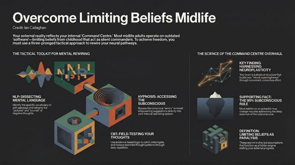 infograph of Overcome Limiting Beliefs Midlife by Ian Callaghan