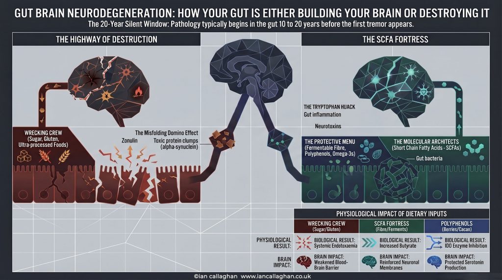 Infograph of gut brain neurodegeneration by Ian Callaghan