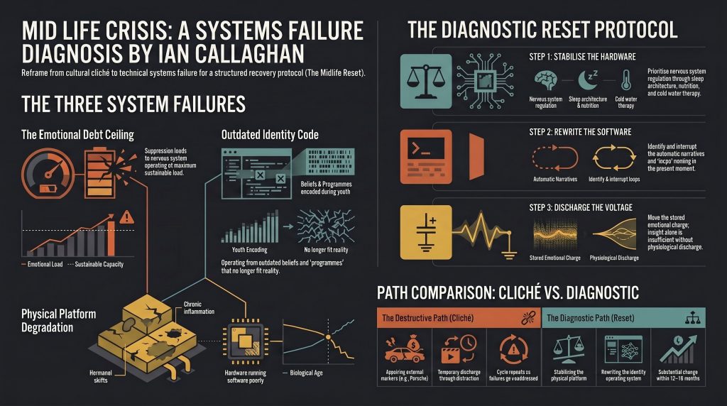 infograph for Mid Life Crisis a system failure by. Ian Callaghan